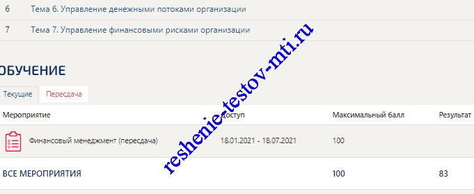 Финансовый менеджмент тест