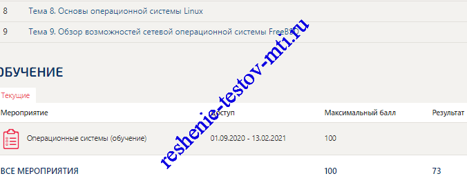 Операционные системы и среды тест